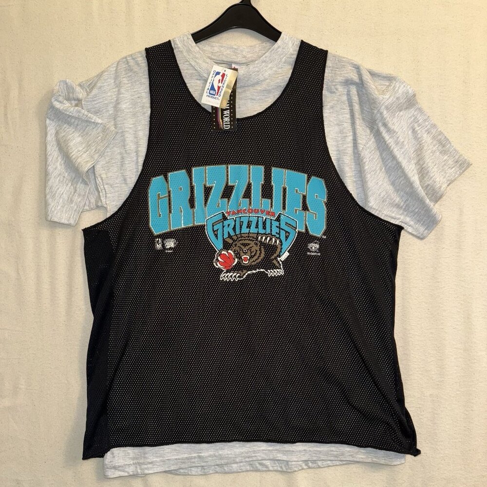 Vintage 1994 Vancouver Grizzlies Basketball NBA Teal Blue T-Shirt Ravens Mens XL